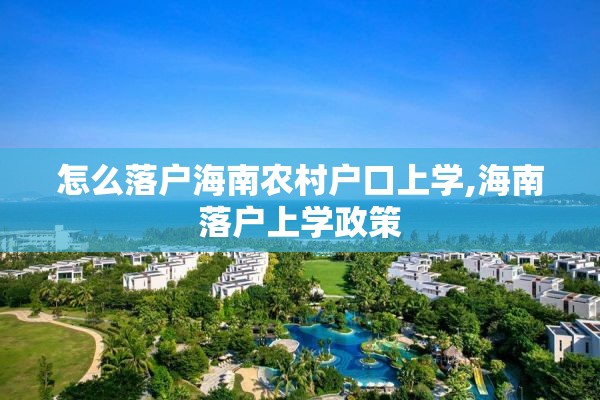 怎么落户海南农村户口上学,海南落户上学政策