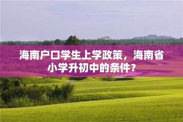 海南户口学生上学政策，海南省小学升初中的条件？