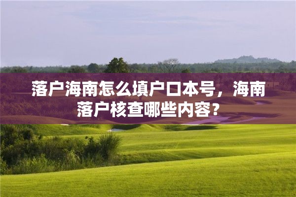 落户海南怎么填户口本号，海南落户核查哪些内容？