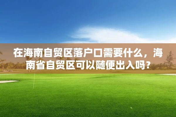 在海南自贸区落户口需要什么，海南省自贸区可以随便出入吗？