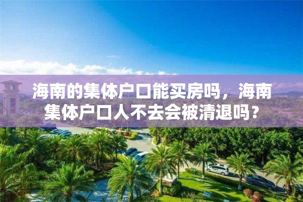 海南的集体户口能买房吗，海南集体户口人不去会被清退吗？