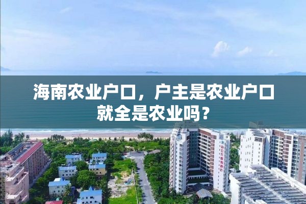 海南农业户口，户主是农业户口就全是农业吗？