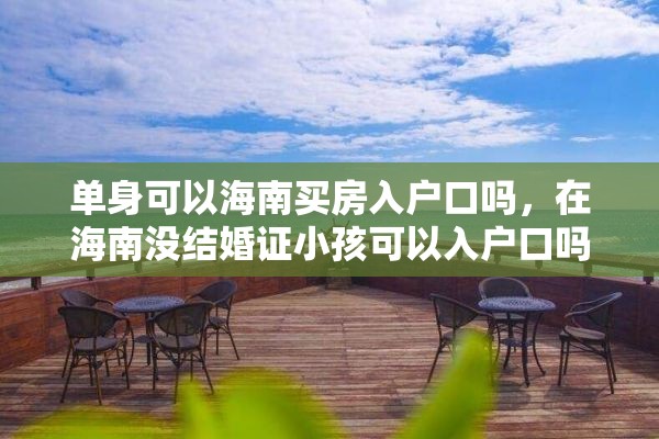 单身可以海南买房入户口吗，在海南没结婚证小孩可以入户口吗？