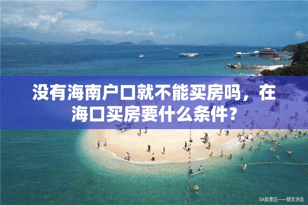 没有海南户口就不能买房吗，在海口买房要什么条件？