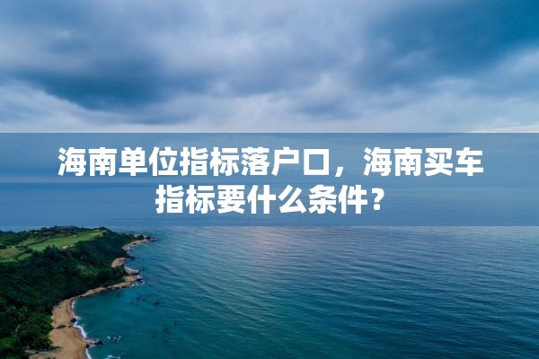 海南单位指标落户口，海南买车指标要什么条件？