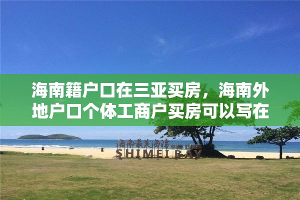 海南籍户口在三亚买房，海南外地户口个体工商户买房可以写在个人名下吗？