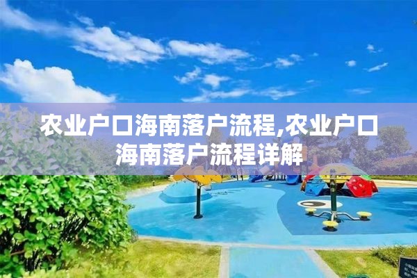 农业户口海南落户流程,农业户口海南落户流程详解