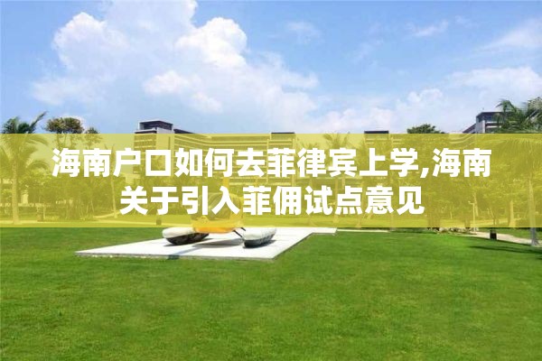 海南户口如何去菲律宾上学,海南关于引入菲佣试点意见