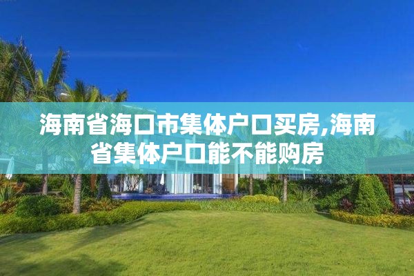 海南省海口市集体户口买房,海南省集体户口能不能购房