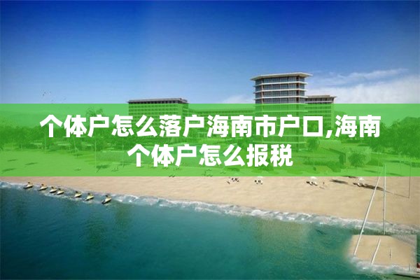 个体户怎么落户海南市户口,海南个体户怎么报税