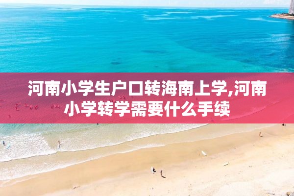 河南小学生户口转海南上学,河南小学转学需要什么手续