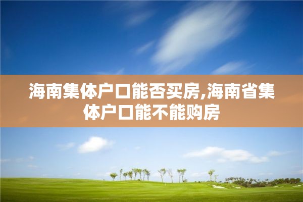 海南集体户口能否买房,海南省集体户口能不能购房