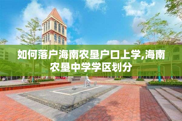 如何落户海南农垦户口上学,海南农垦中学学区划分