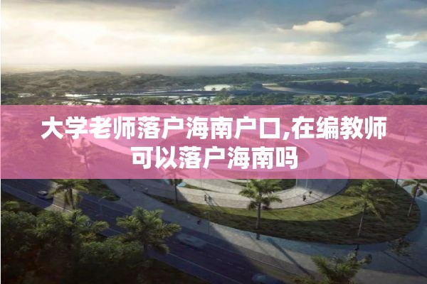 大学老师落户海南户口,在编教师可以落户海南吗